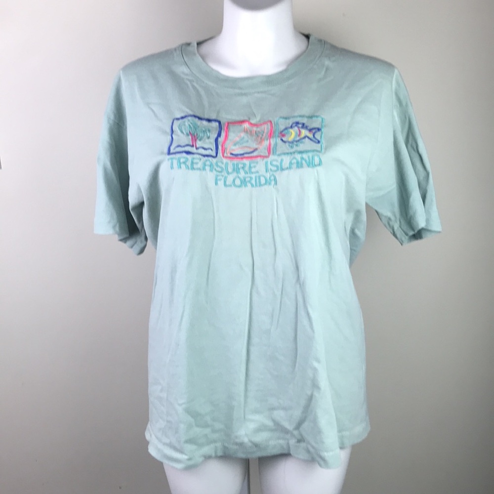 Vintage Treasure Island Florida T-Shirt Mint Green